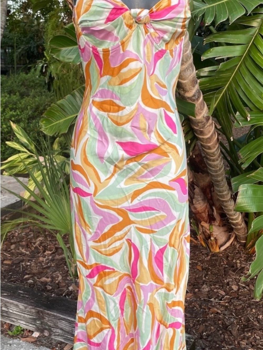 Beautiful bias cut, underwire floral satin slip dress